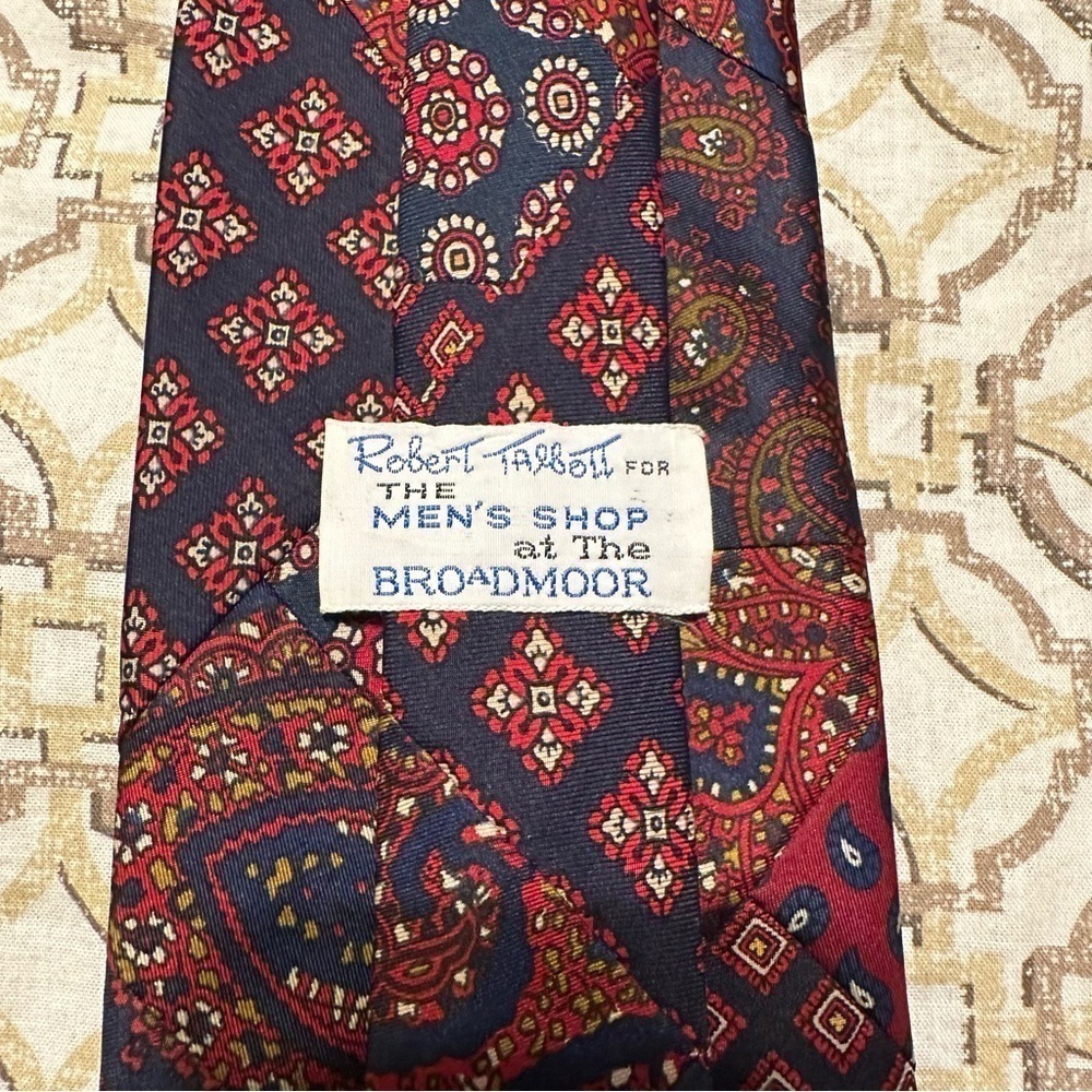 Robert Talbott Patchwork Red & Blue Tie Long & Wi… - image 6